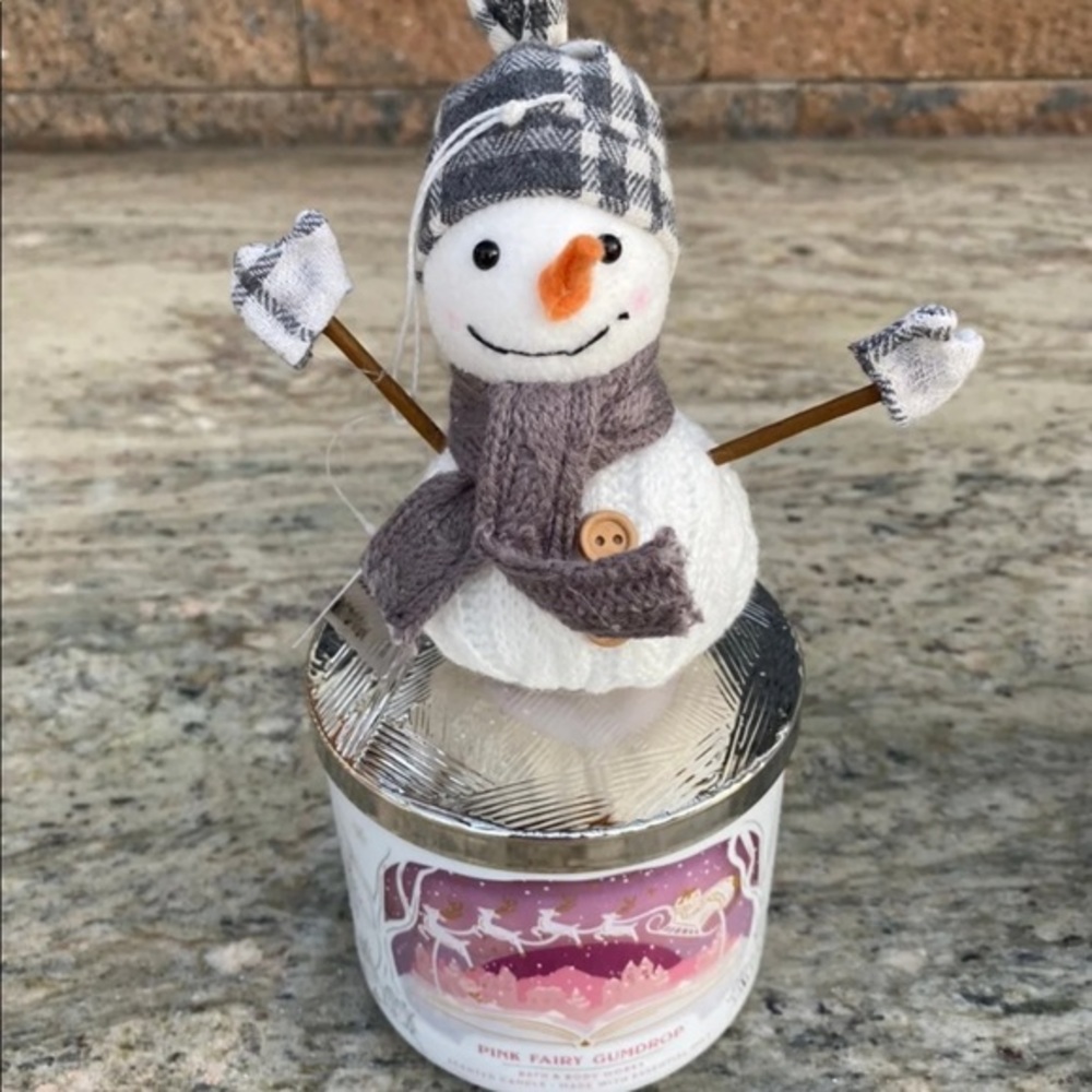 Grey Snowman Candle Topper Magnet